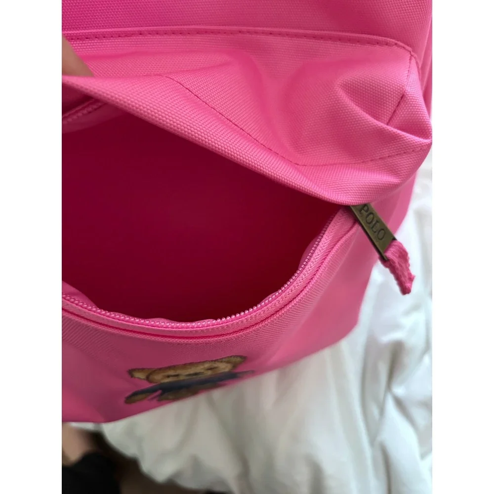 Polo Ralph Lauren Pink Polo Bear Canvas Backpack Kids School Bag